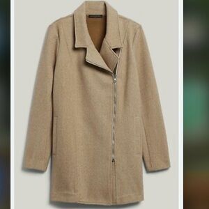 BANANA REPUBLIC NWOT Moto Long Knit Jacket Golden Chestnut Zip Closure Medium